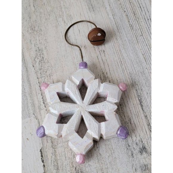 Glitter white snowflake Bell ornament Xmas decor - Picture 1 of 4